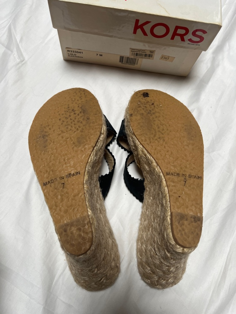 MICHAEL KORS LuLu Black Crisscross Espadrille Wedge Sandals Sz 7 - Picture 4 of 8